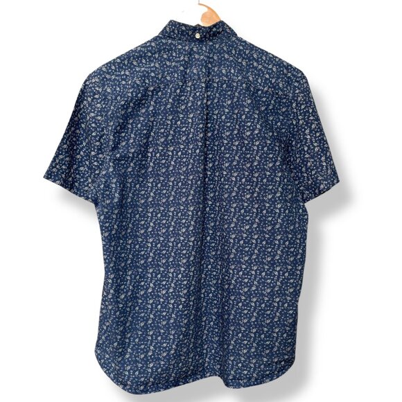 Kennington California Button-Down Shirt Men Calico Print Blue Short Sleeves XL - Picture 3 of 9